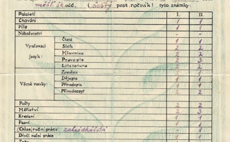 Vysvědčení z Malé školy ručně malované Arnoldem Neumannem