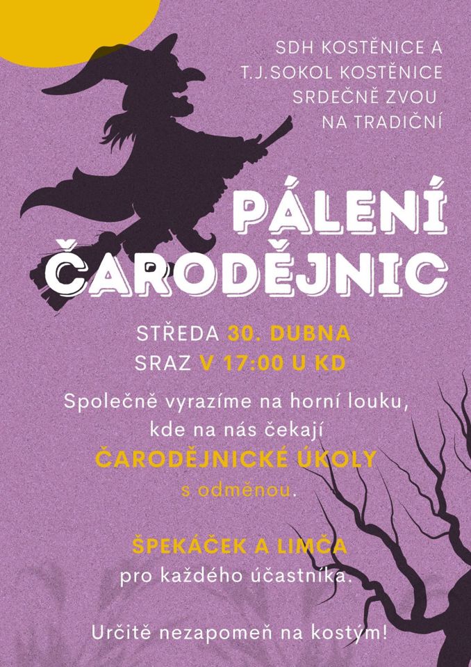 Model.Name: 2025 04 30 Kostěnice Pálení Čarodějnic Plakát