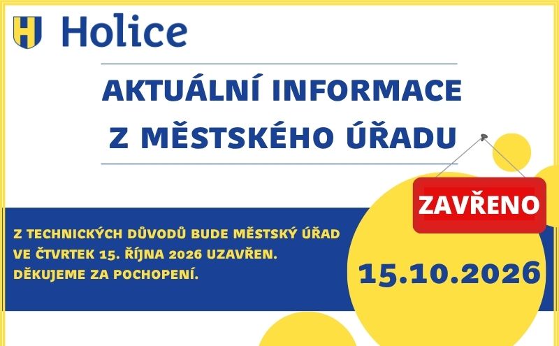 Uzavření městského úřadu ve čtvrtek 15. října 2026