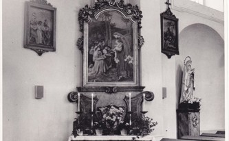 Boční oltář Panny Marie v 70. letech 20. století