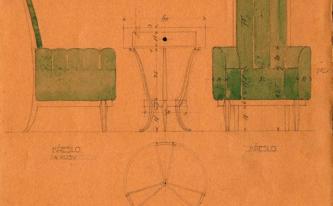 Návrh křesla od architekta Otakara Novotného